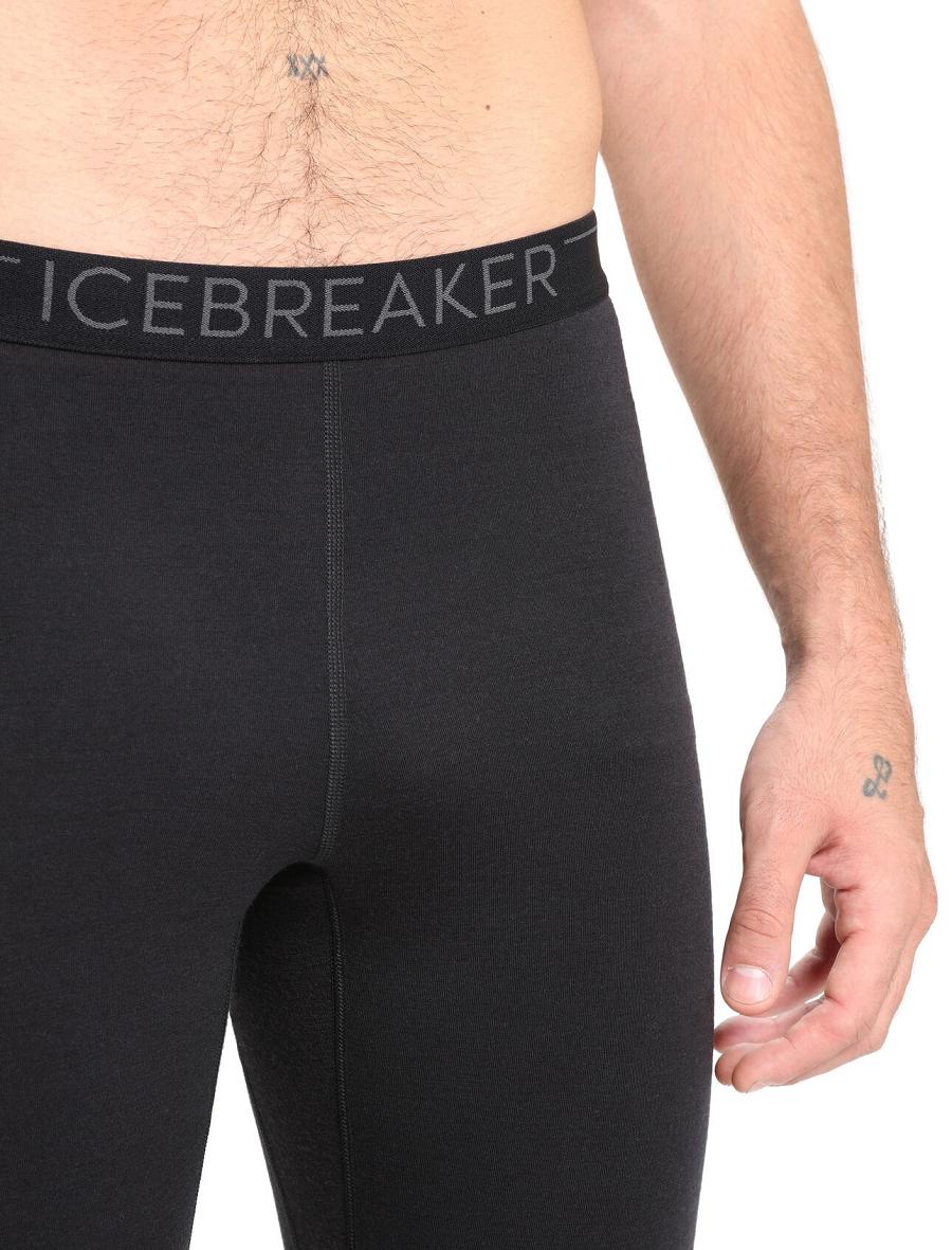 Men's Icebreaker BodyfitZone™ Merino 200 Zone Thermal Leggings Base Layers Black | CA 1574WNBY